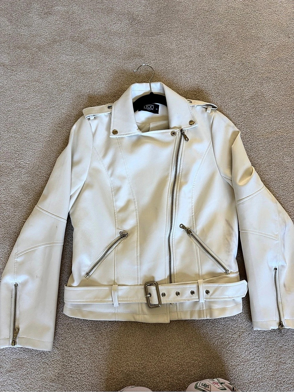 White Moto Jacket faux leather